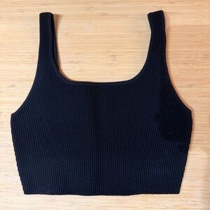 Aritzia Babaton Black Ribbed Crop Tank Top